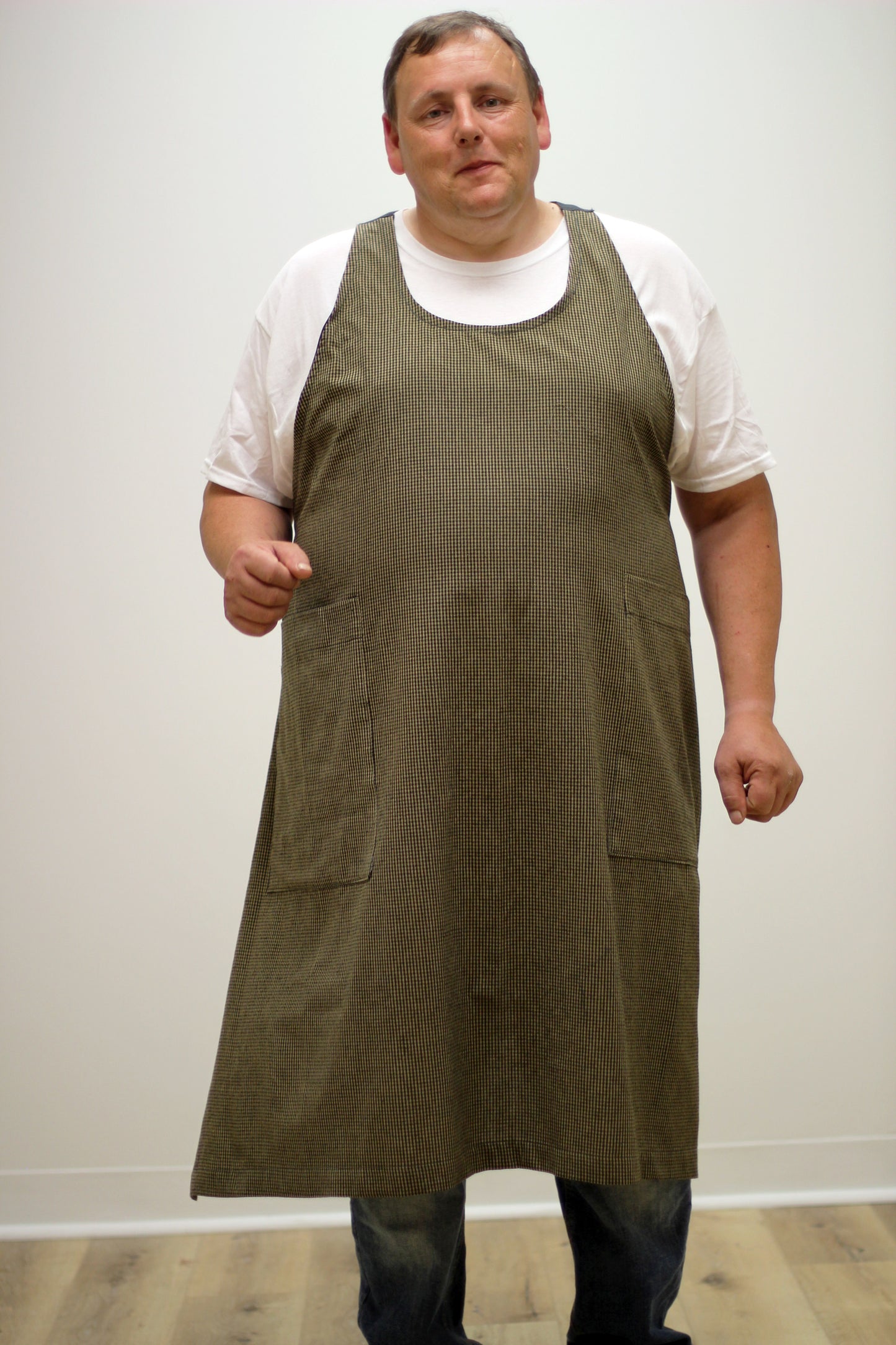 Chef Apron in Mini Check Homespun - Front View 3