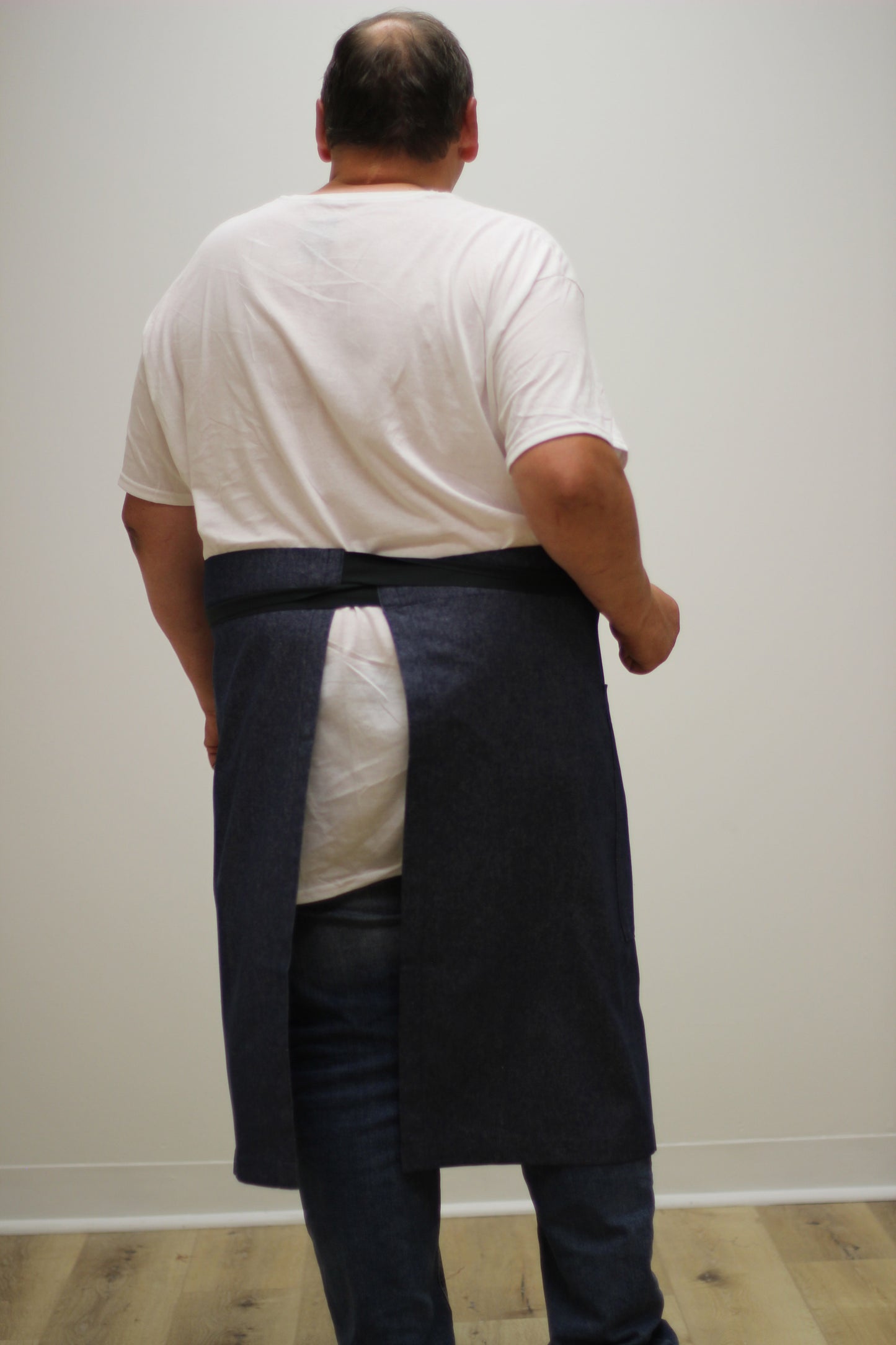 Long Half Apron in Denim - BAck View 2