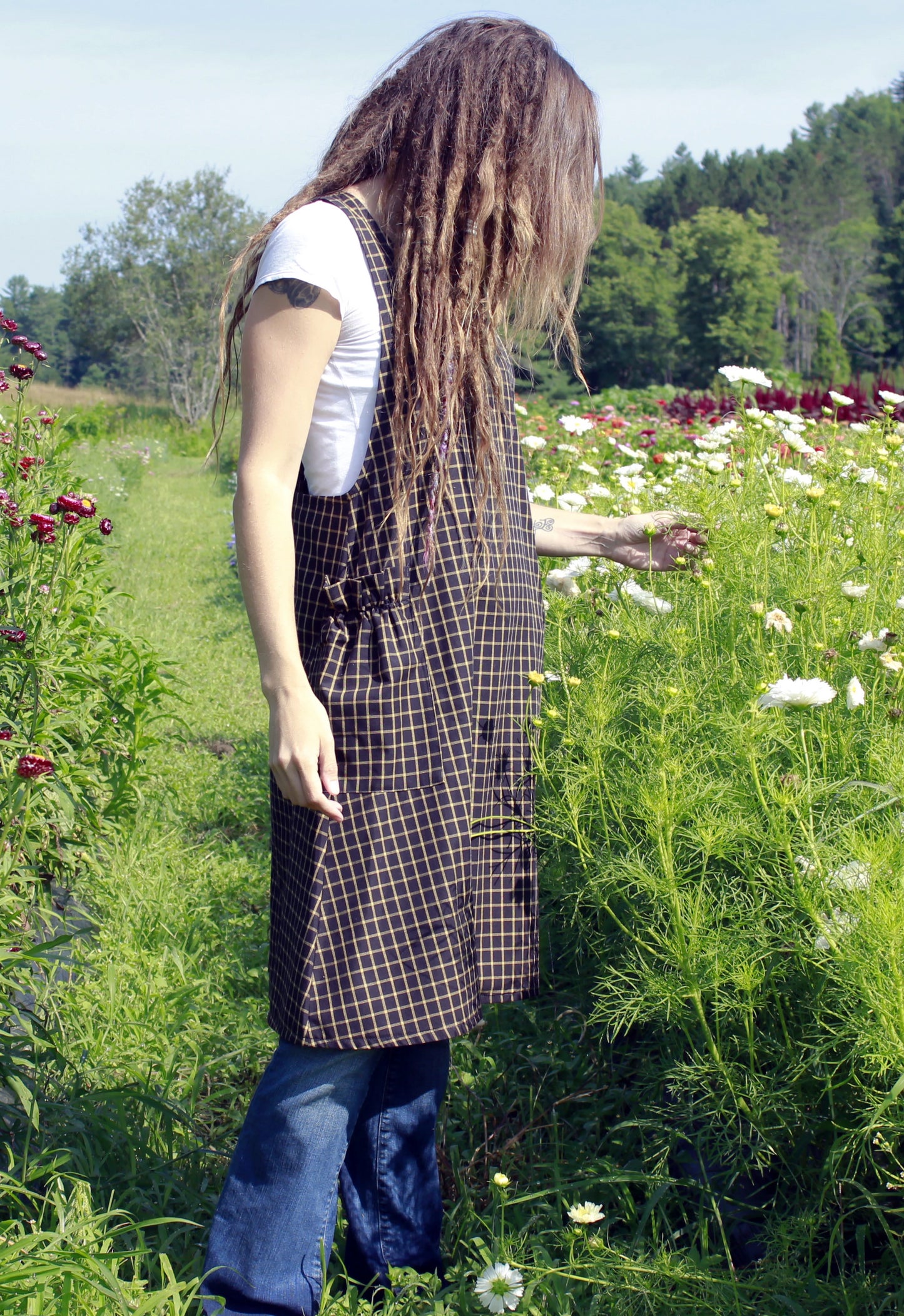 XS-5X  No Ties Crossback Apron in Black 100% Cotton Homespun - 1x 32" Long