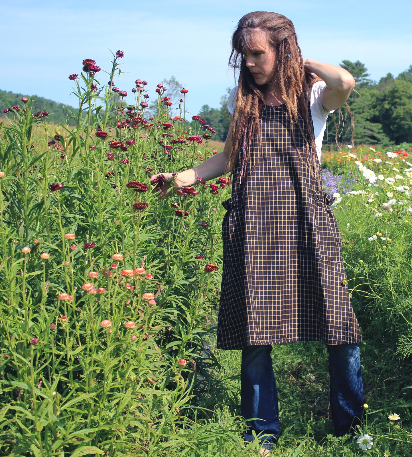 XS-5X  No Ties Crossback Apron in Black 100% Cotton Homespun - 1x 32" Long