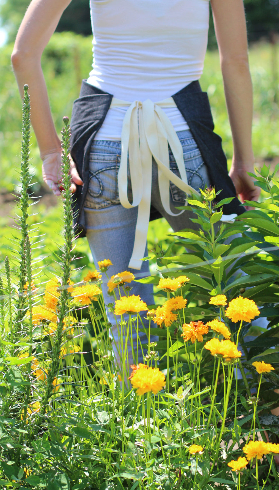 Pouch Apron Black Denim, back view