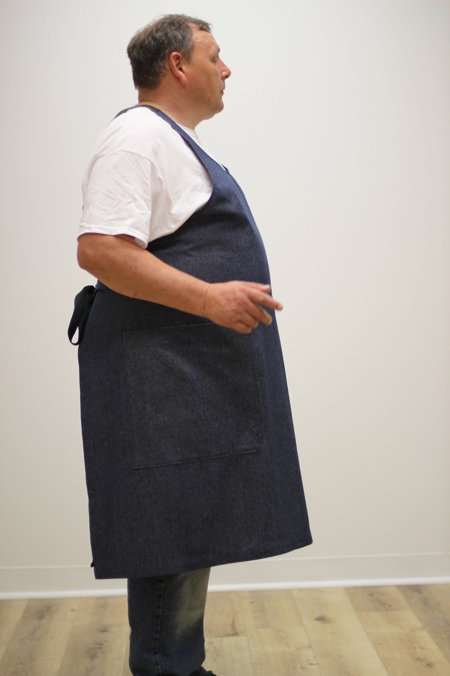 Chef Apron in Denim Full Side View