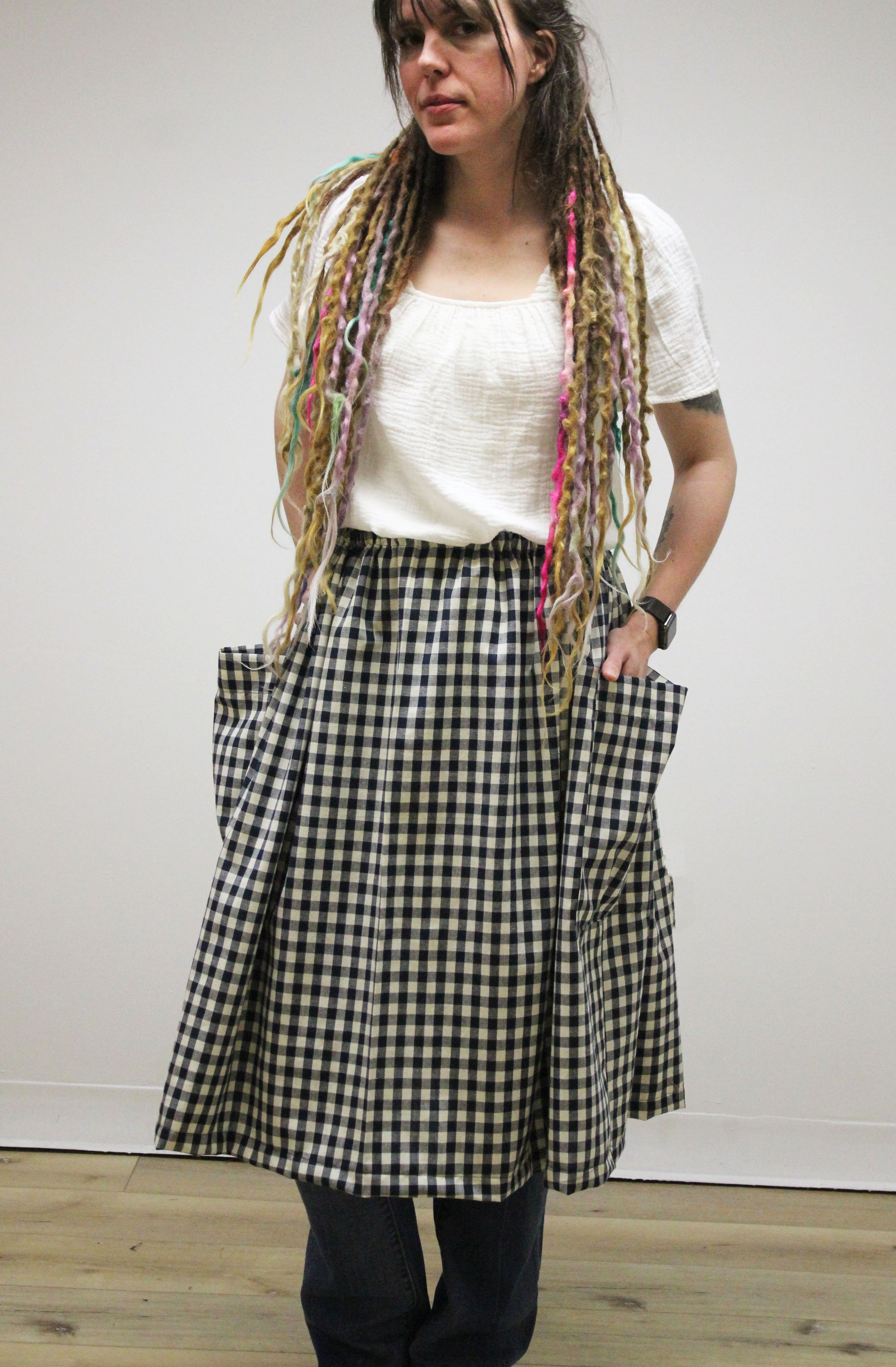 Dirndl Homespun Skirt - Front view  of model