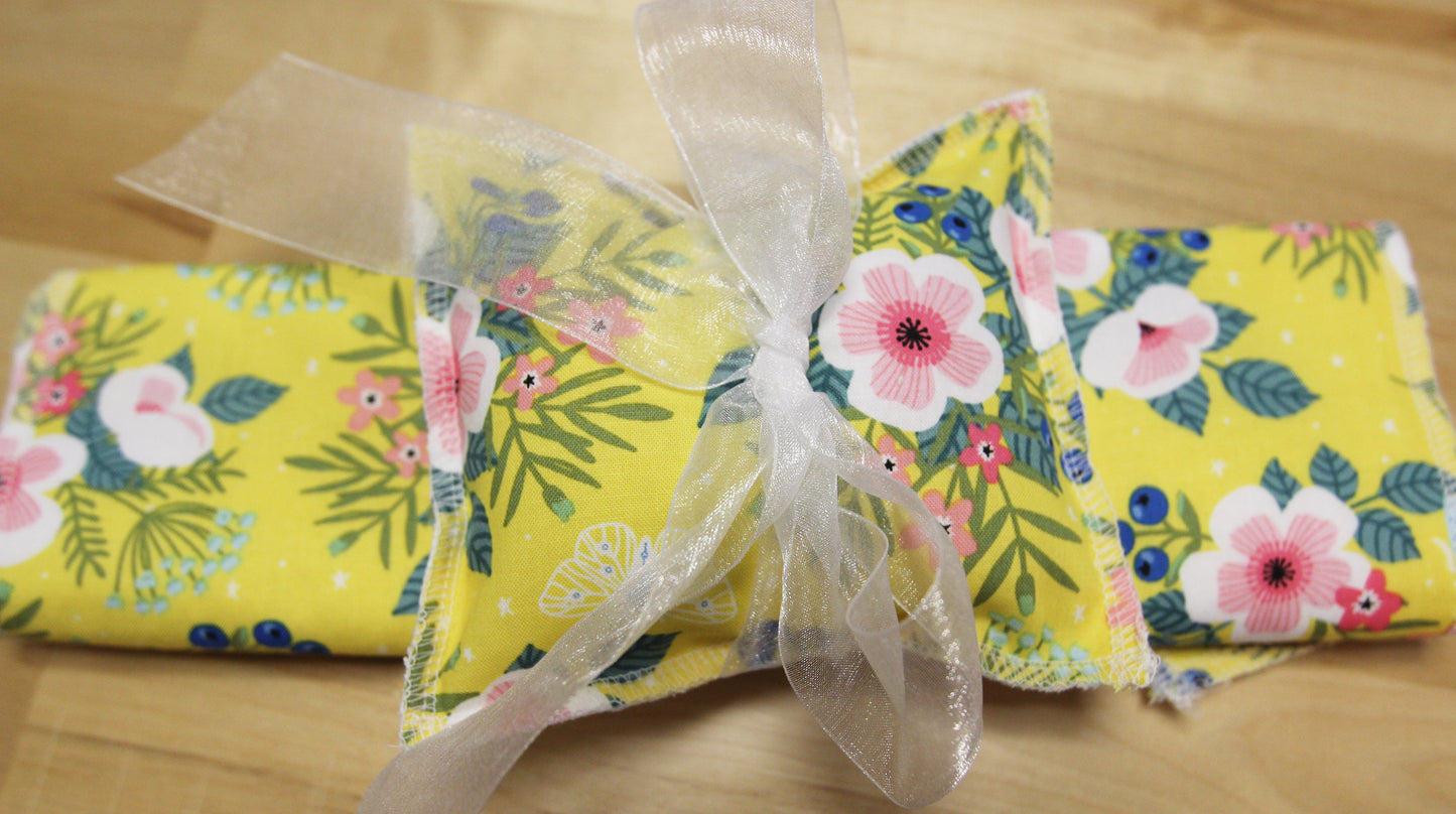 Kitchen Towel and Sponge Set = Yellow Floral - wrapped in a ribbon