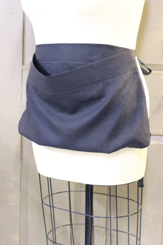 Linen Pouch Apron in Indigo