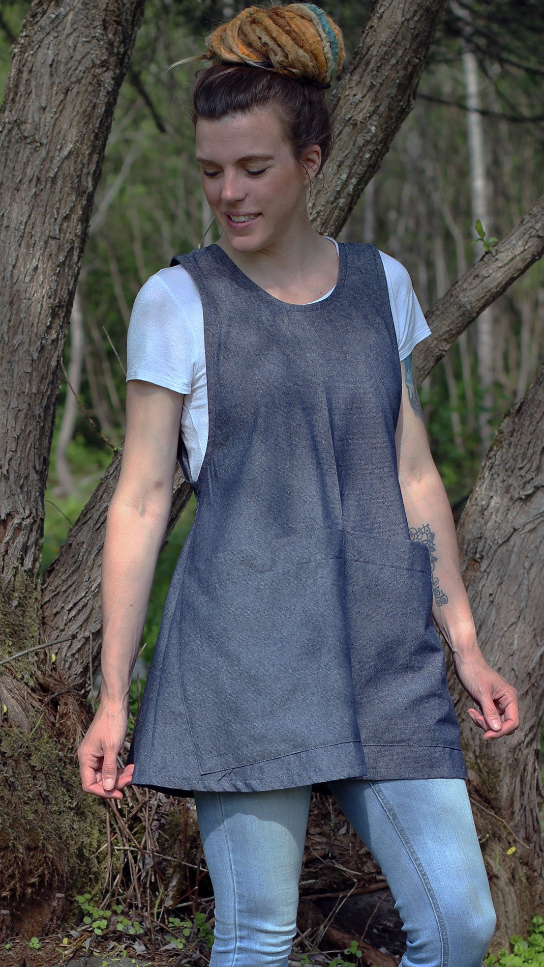 XS-5X Smock #2 in Denim - front View