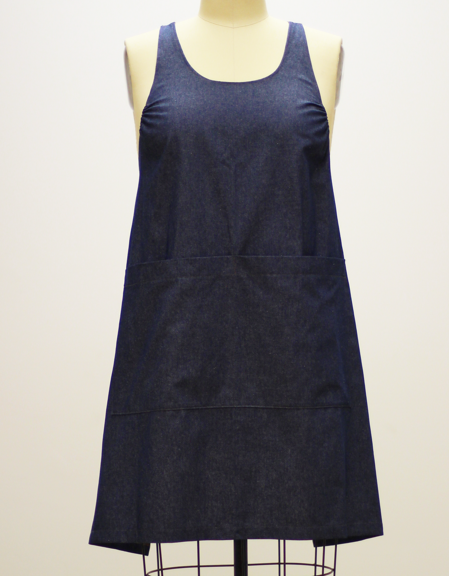 Navy Denim Chef Apron-Womens Cut-Front Details