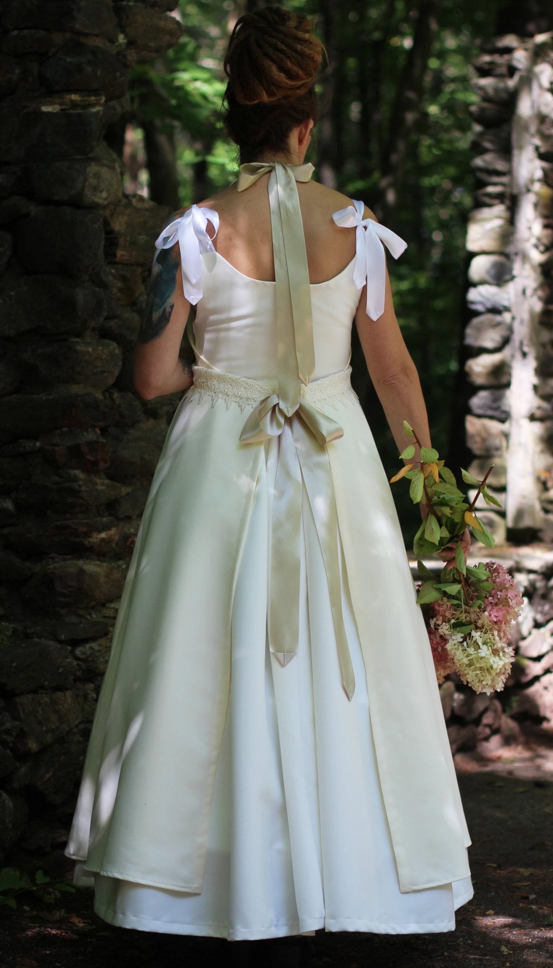 Bridal Apron with Empire Waist - Back view