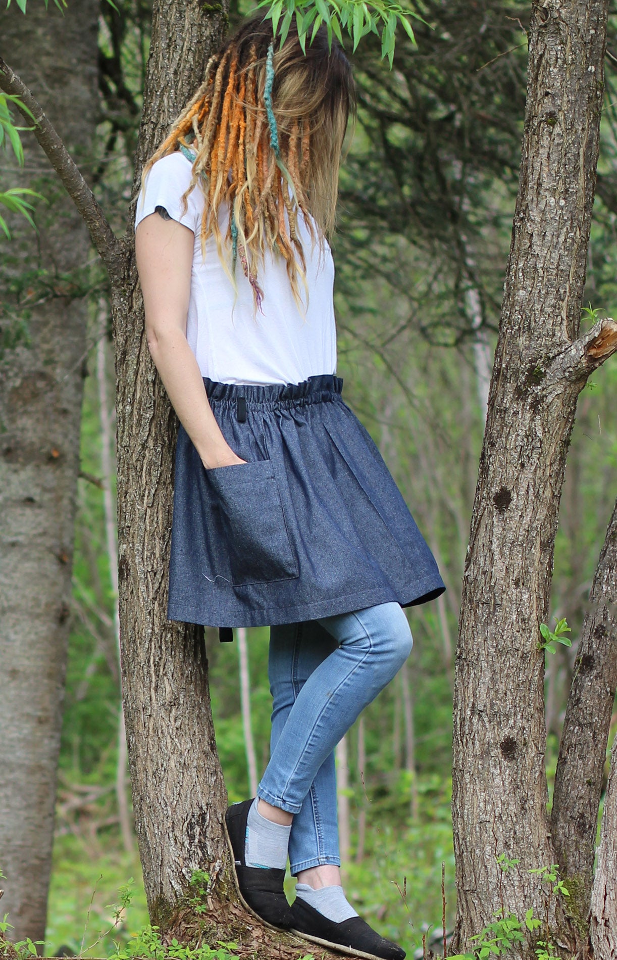 Half Apron in Denim - Side View