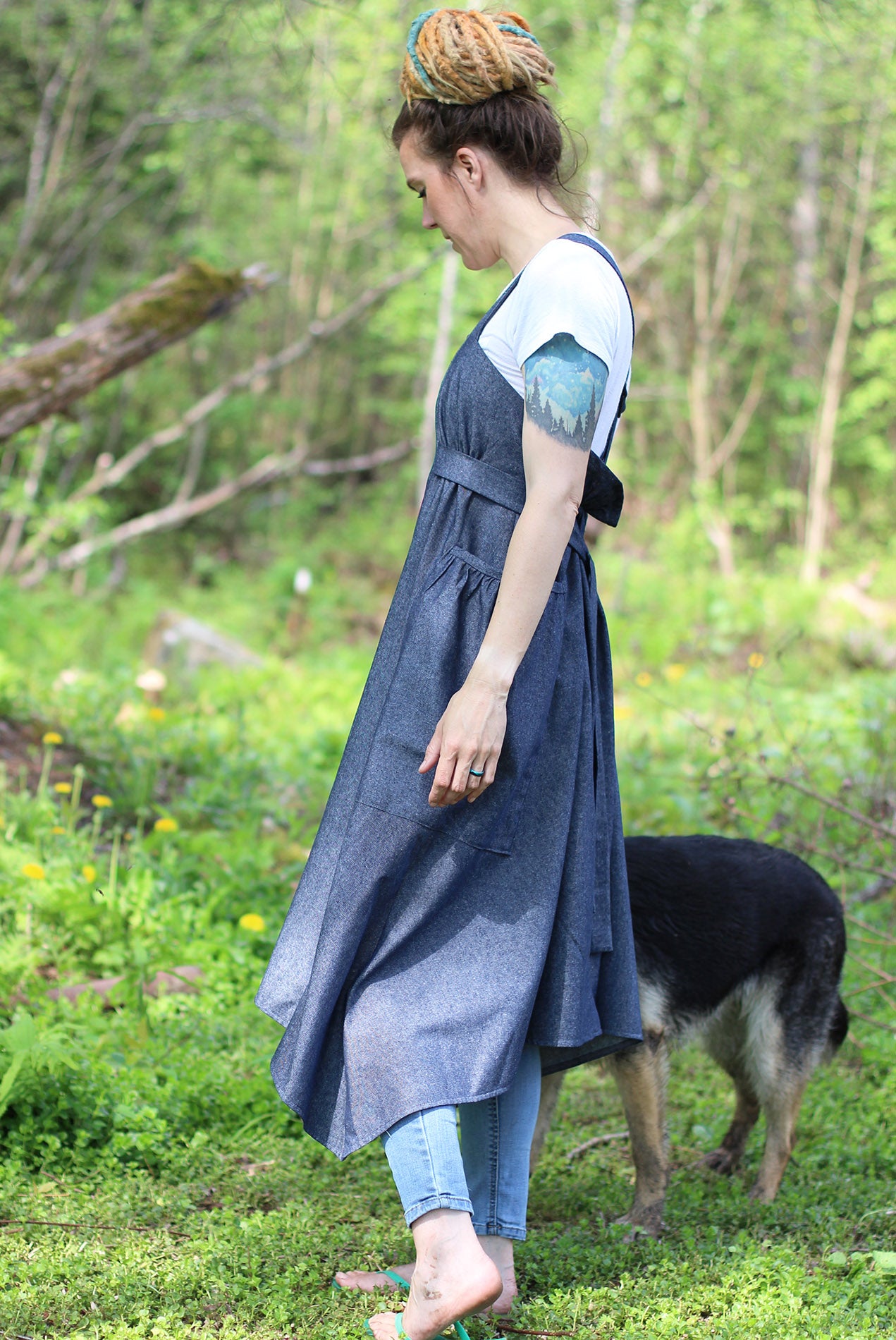Hippy Dress - Second Side View with a dog
