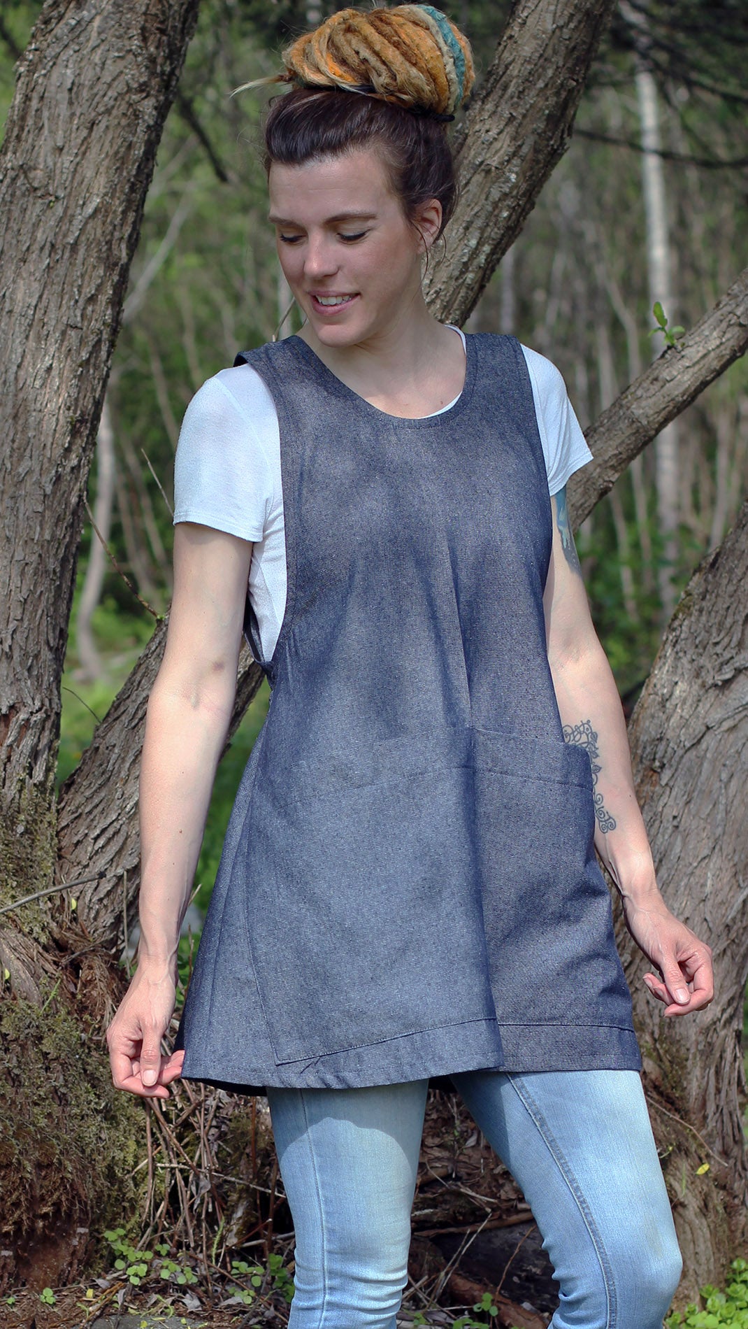 XS-5X Smock #2 in Denim - Front View of Smock #2