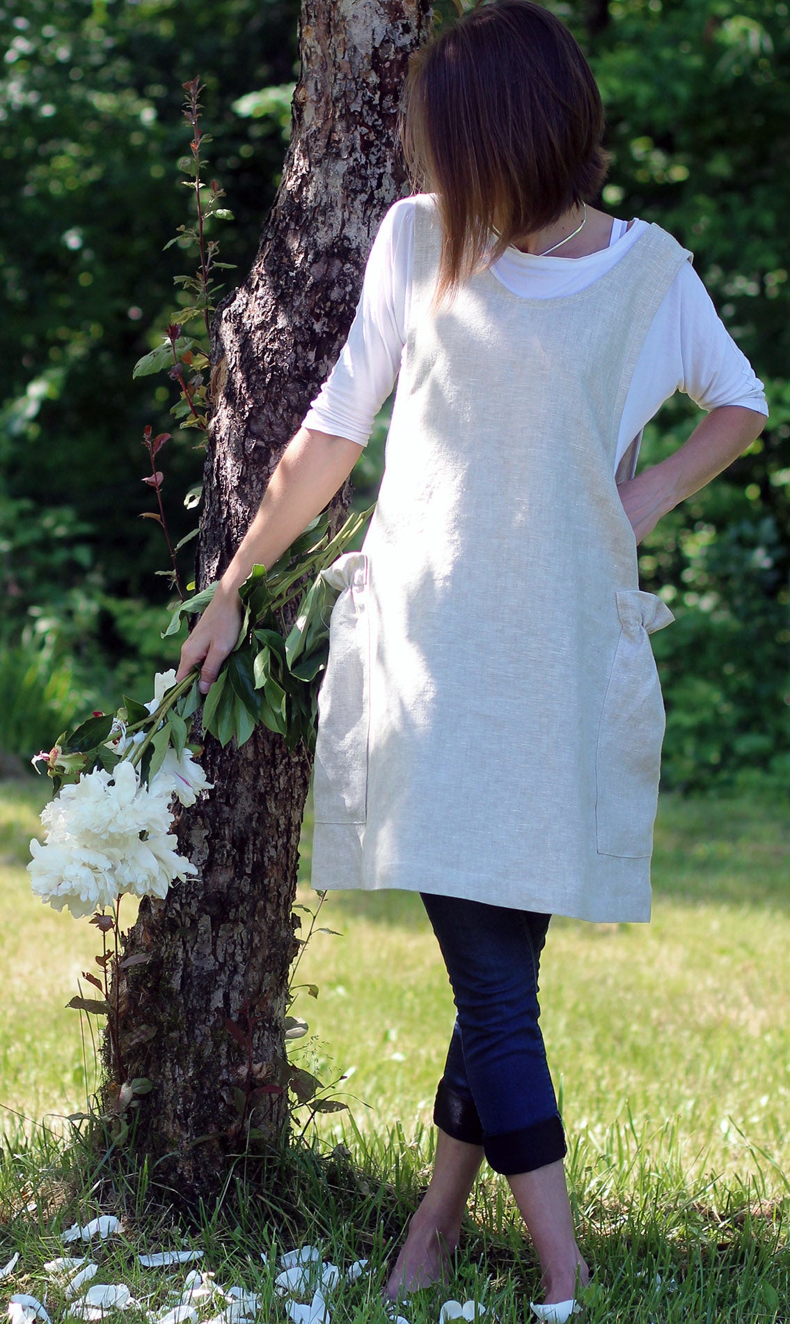 XS-5X  Smock #3 in Linen - Front View