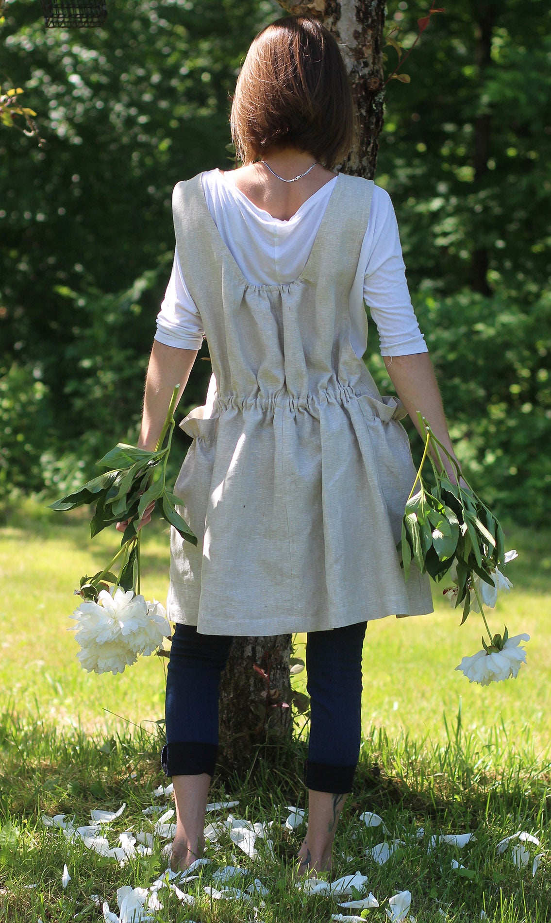XS-5X  Smock #3 in Linen - Back View