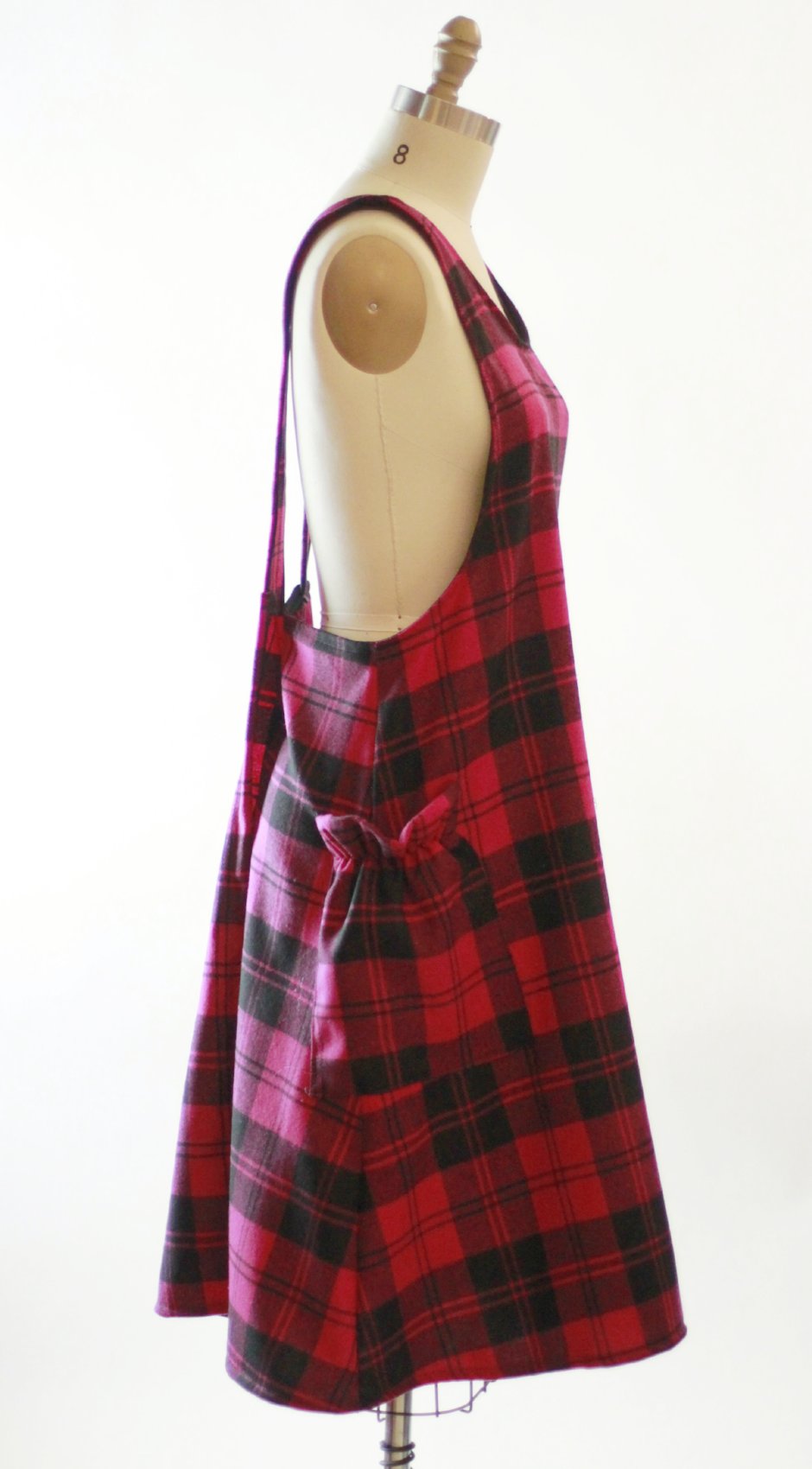 XS-5X Wool Pink Plaid - No Tie Crossback Apron