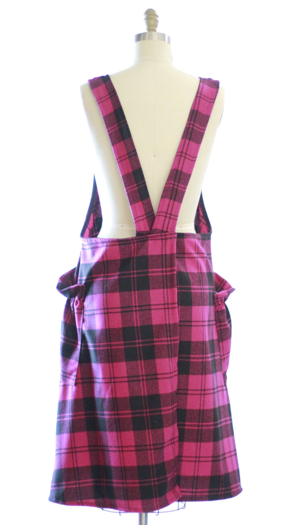 XS-5X Wool Pink Plaid - No Tie Crossback Apron