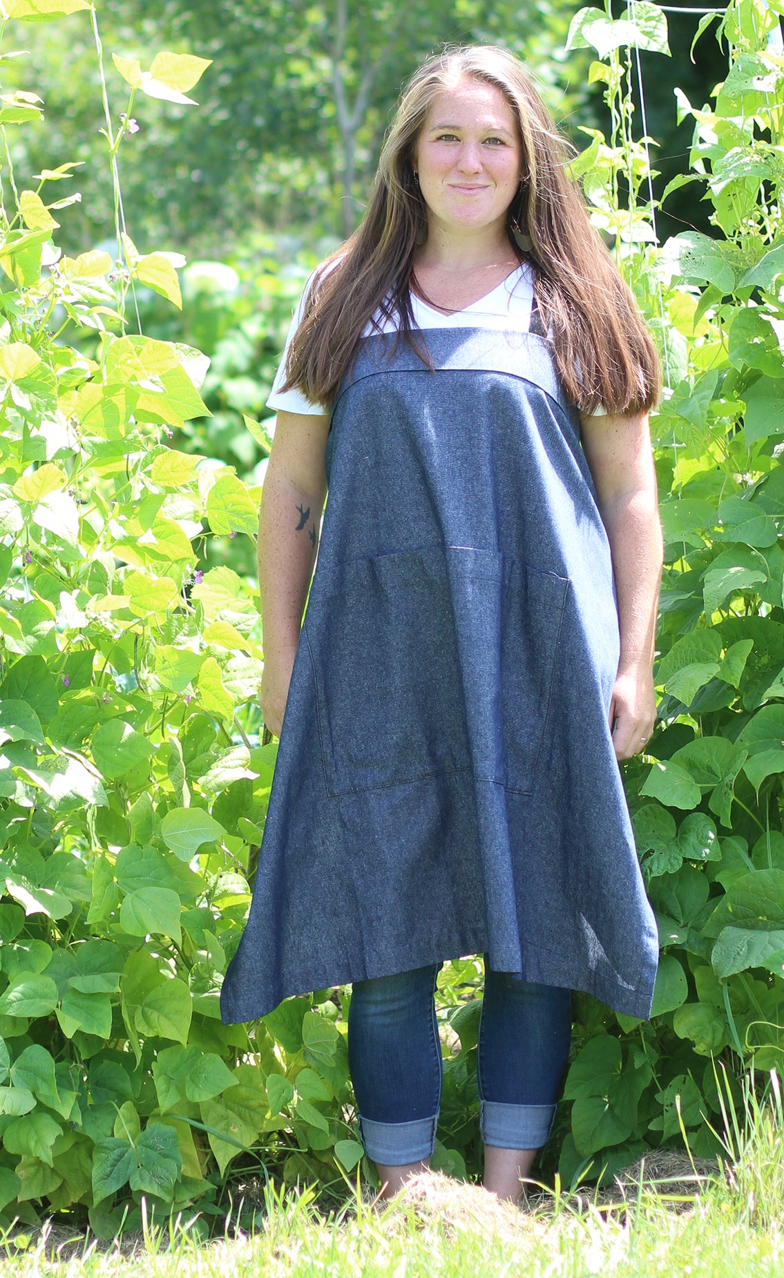 Wrap Apron in Denim - front view by The Vermont Apron Company